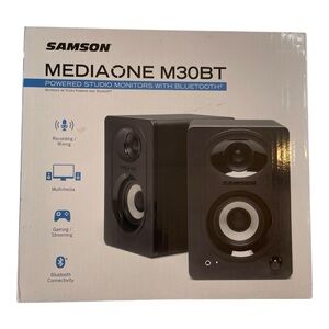 Samson MediaOne M30BT 3-In Powered Bluetooth Studio.20W Monitors Pair Black NIB